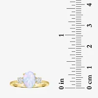 Gemstone 10K Gold 3-Stone Oval Cocktail Ring