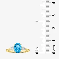 Gemstone 10K Gold 3-Stone Oval Cocktail Ring