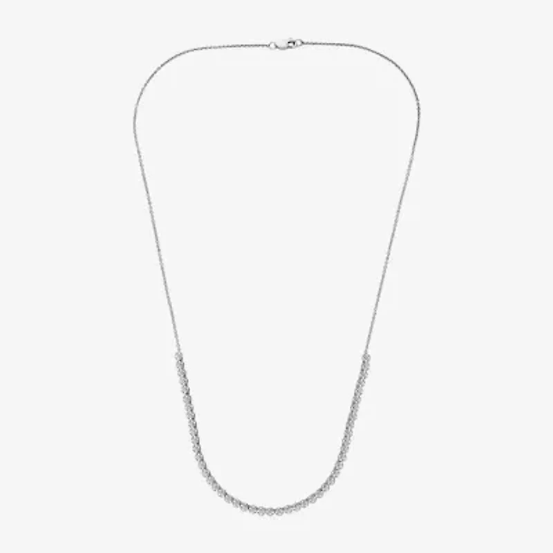 (H-I / I1) Womens White Diamond 10K Gold 12 Inch Tennis Necklace