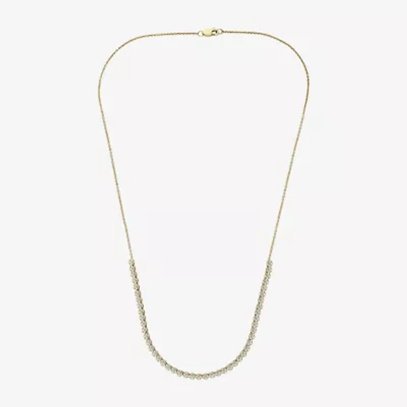 (H-I / I1) Womens White Diamond 10K Gold 12 Inch Tennis Necklace