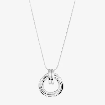 Womens Sterling Silver Circle Round 16 Inch Pendant Necklace