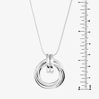 Womens Sterling Silver Circle Round 16 Inch Pendant Necklace