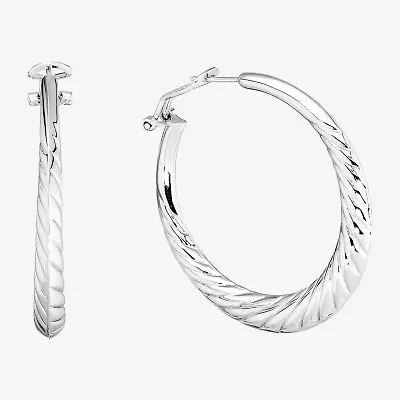 Womens Sterling Silver 50mm Infinity Hoop Earrings