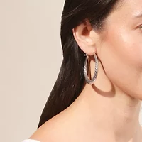 Womens Sterling Silver 50mm Infinity Hoop Earrings