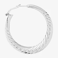 Womens Sterling Silver 50mm Infinity Hoop Earrings