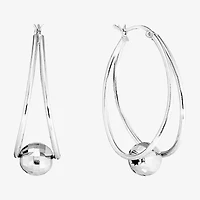 Womens Sterling Silver 50mm Infinity Hoop Earrings