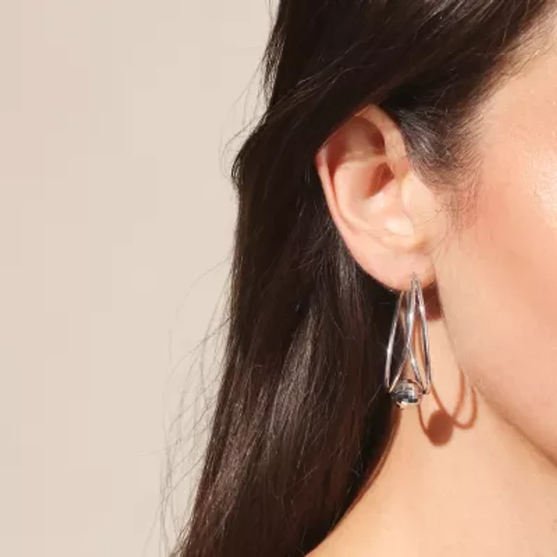 Womens Sterling Silver 50mm Infinity Hoop Earrings