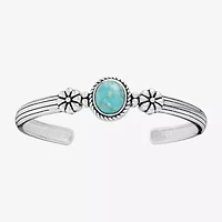 Womens Blue Turquoise Sterling Silver Cuff Bracelet