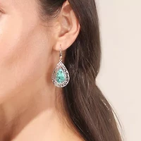 Womens Blue Turquoise Sterling Silver Drop Earrings