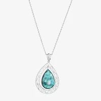 Womens Blue Turquoise Sterling Silver 18 Inch Pendant Necklace