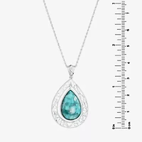 Womens Blue Turquoise Sterling Silver 18 Inch Pendant Necklace