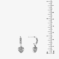 Bali Inspired Womens Sterling Silver Heart Drop Earrings