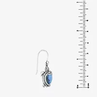 Bali Inspired Turtle Womens Blue Abalone Sterling Silver Drop Earrings