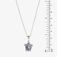Bali Inspired Turtle Womens Blue Abalone Sterling Silver 18 Inch Pendant Necklace