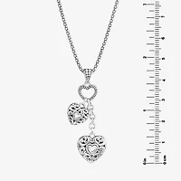 Bali Inspired Womens Sterling Silver Heart 18 Inch Pendant Necklace