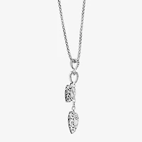 Bali Inspired Womens Sterling Silver Heart 18 Inch Pendant Necklace