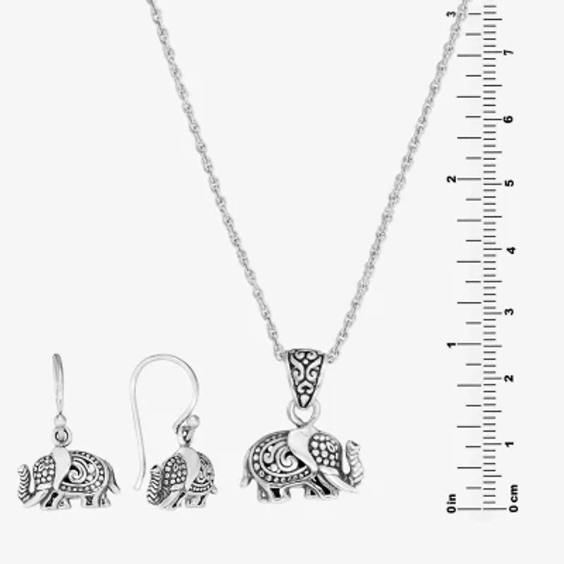 Bali Inspired Sterling Silver Elephant 3-pc. Jewelry Set