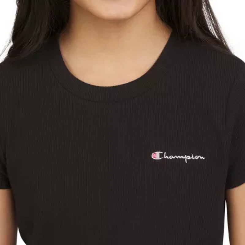 Champion Big Kid Girls Crew Neck Short Sleeve Active Crop Top
