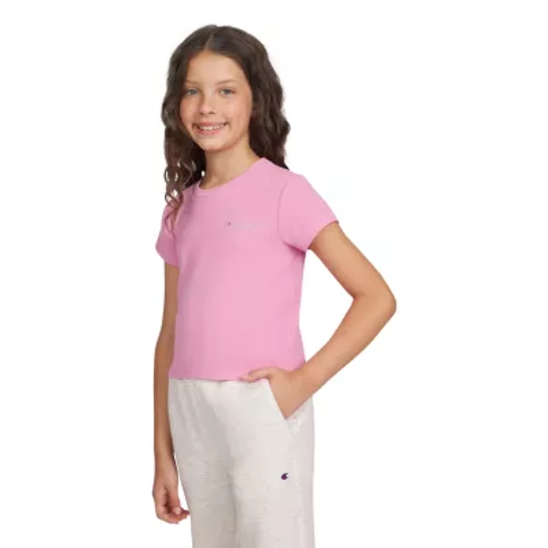 Champion Big Kid Girls Crew Neck Short Sleeve Active Crop Top
