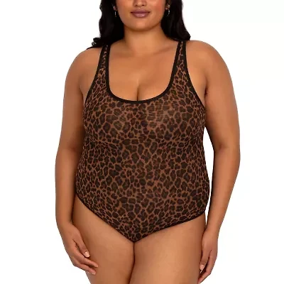 Curvy Couture Sheer Mesh Bodysuit- 1372