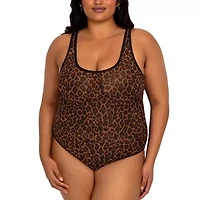 Curvy Couture Sheer Mesh Bodysuit- 1372