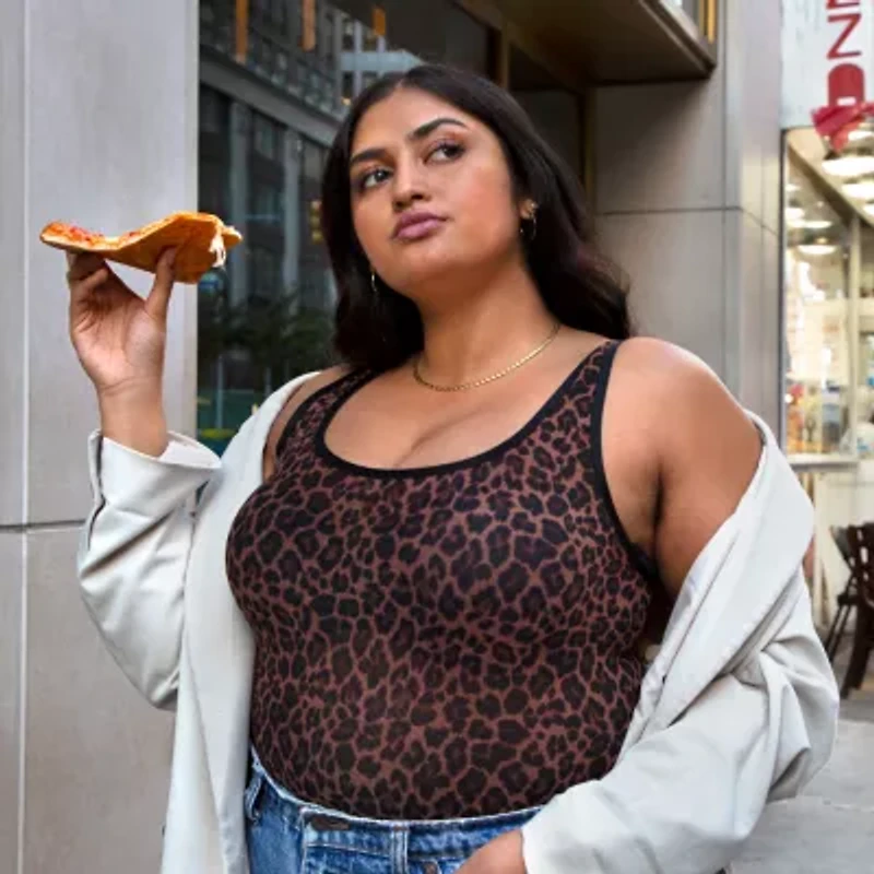 Curvy Couture Sheer Mesh Bodysuit- 1372