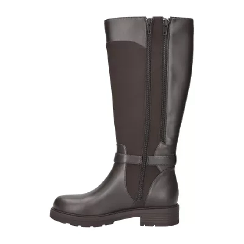 Easy Street Womens Erica Plus Extra Wide Calf Stacked Heel Riding Boots