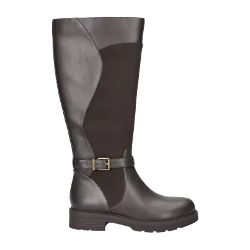 Easy Street Womens Erica Plus Extra Wide Calf Stacked Heel Riding Boots