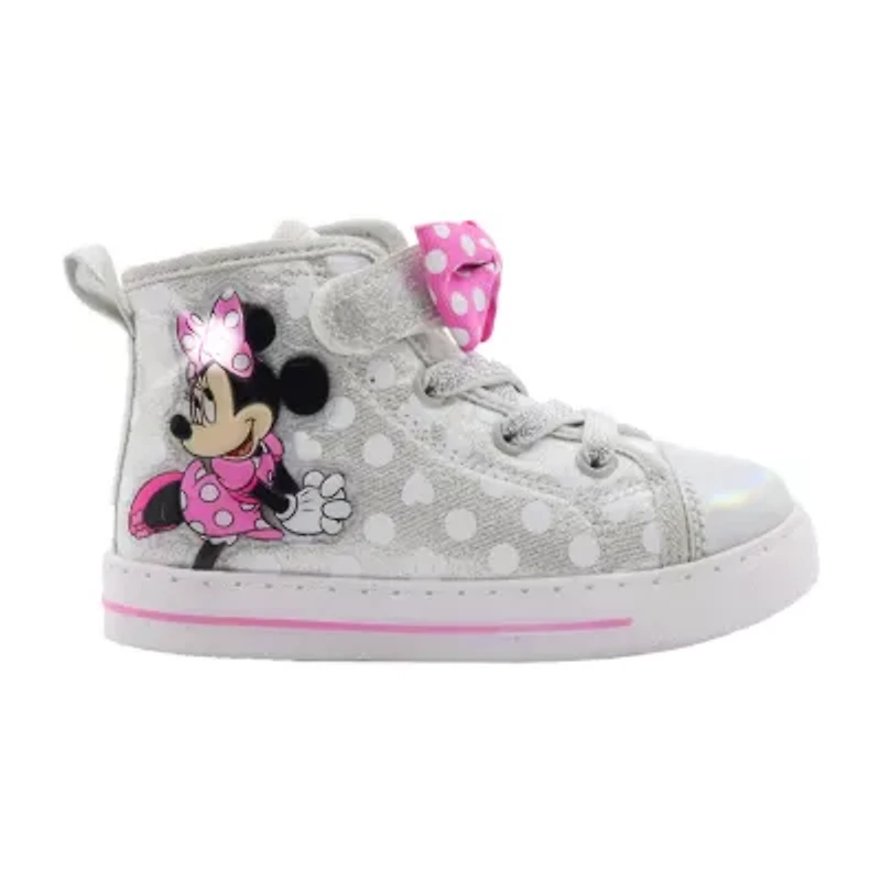 Disney Minnie High Top Girls Round Closed Toe Slip-On Shoe