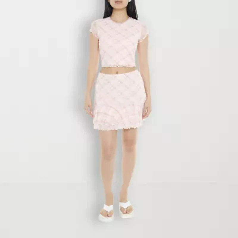 Forever 21 Mesh Mini Womens Mid Rise Juniors Flared Skirt