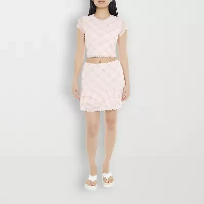 Forever 21 Mesh Mini Womens Mid Rise Juniors Flared Skirt