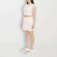 Forever 21 Mesh Mini Womens Mid Rise Juniors Flared Skirt