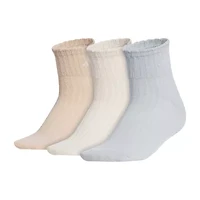 adidas Scallop Edge Womens Multi-Pack 3 Pair Quarter Ankle Socks