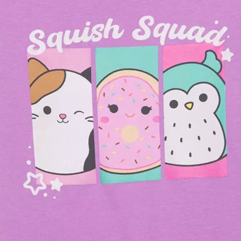 Little & Big Kid Girls Crew Neck Short Sleeve Regular Fit Squishmallows Graphic T-Shirt