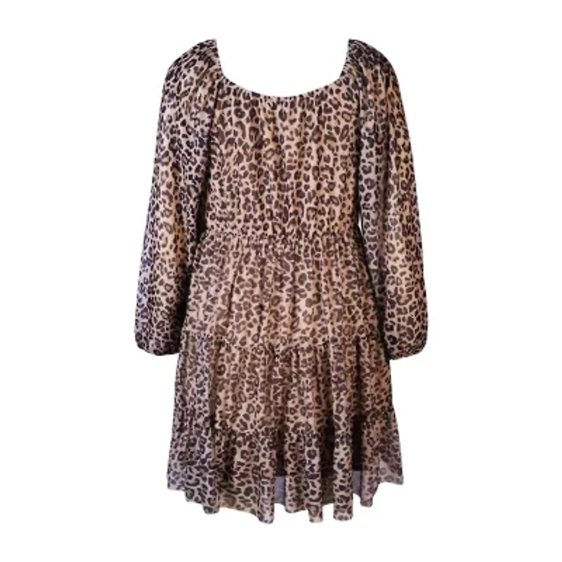 Lilt Little & Big Kid Girls Elbow Sleeve A-Line Dress