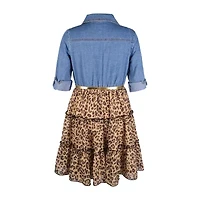 Lilt Little & Big Kid Girls Long Sleeve Shirt Dress