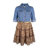 Lilt Little & Big Kid Girls Long Sleeve Shirt Dress