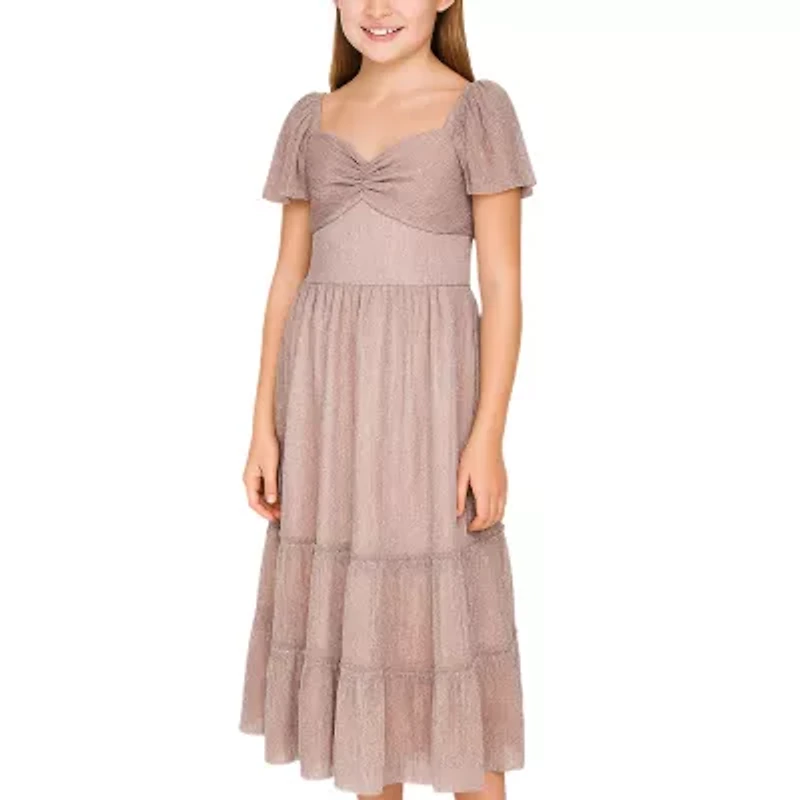 Lilt Big Kid Girls Short Sleeve Maxi Dress