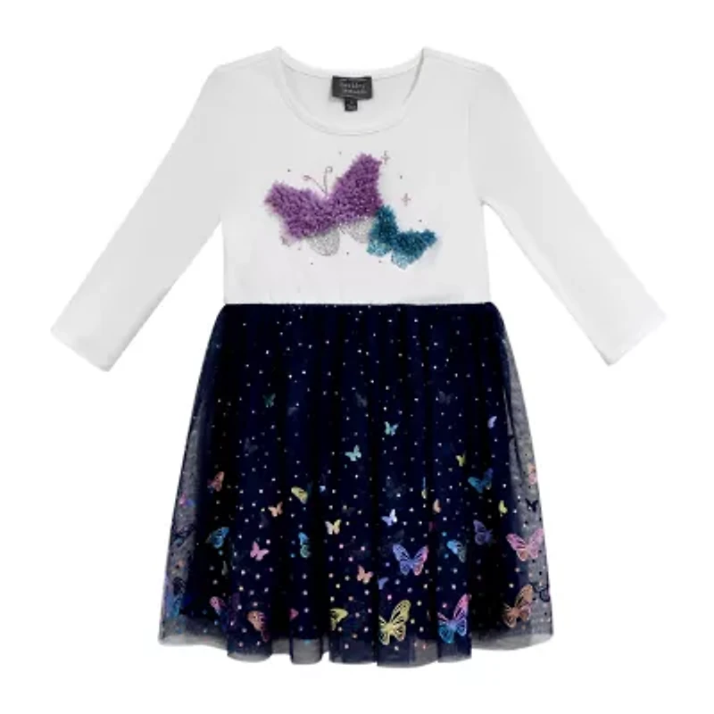Lilt Little Girls Long Sleeve Fit + Flare Dress