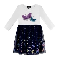Lilt Little Girls Long Sleeve Fit + Flare Dress