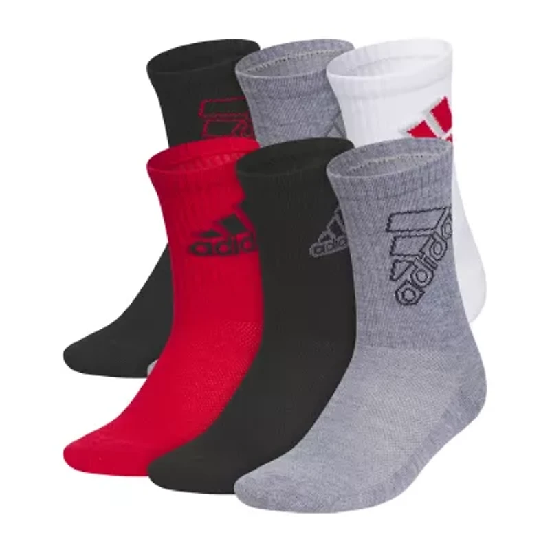 adidas Little & Big Kid Boys 6 Pair Crew Socks