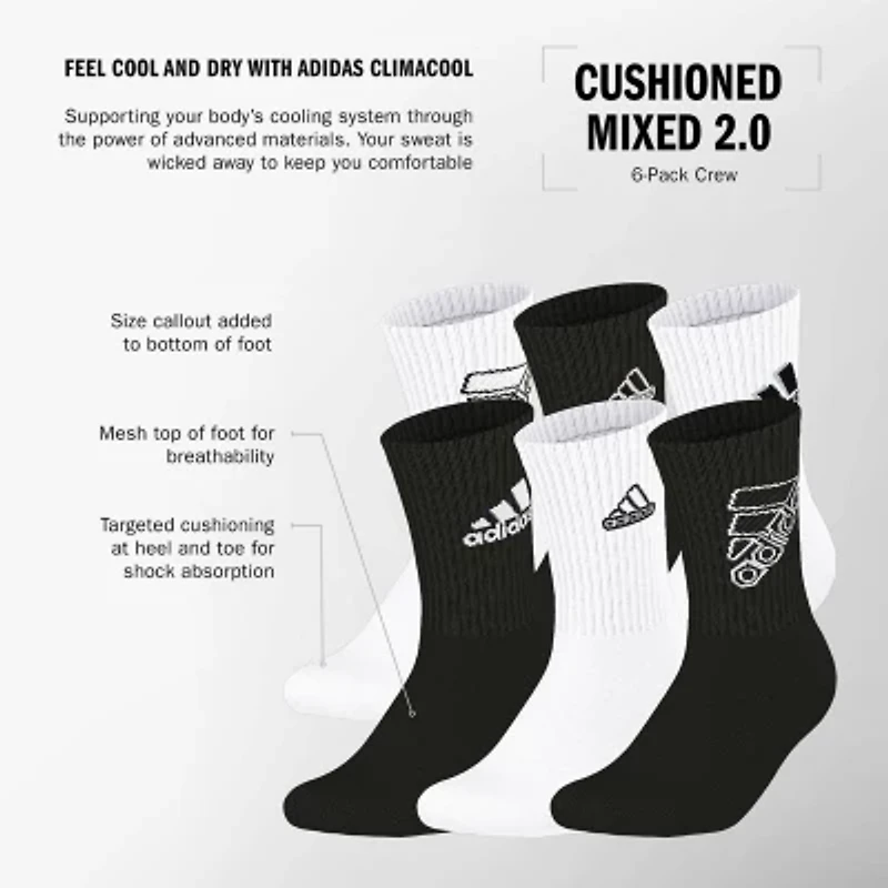 adidas Little & Big Kid Boys 6 Pair Crew Socks
