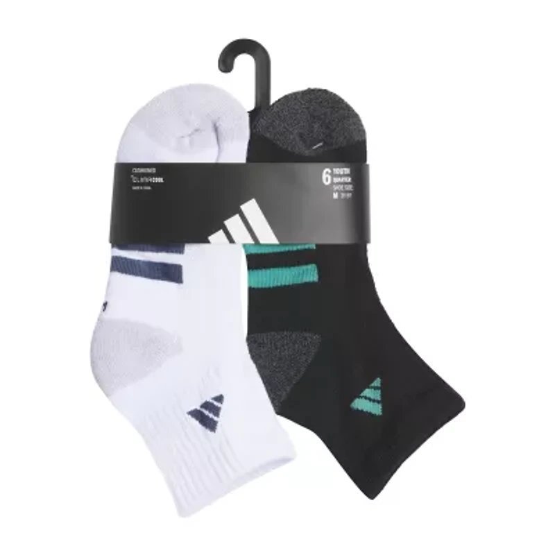 adidas Big Kid Boys 6 Pair Quarter Ankle Socks
