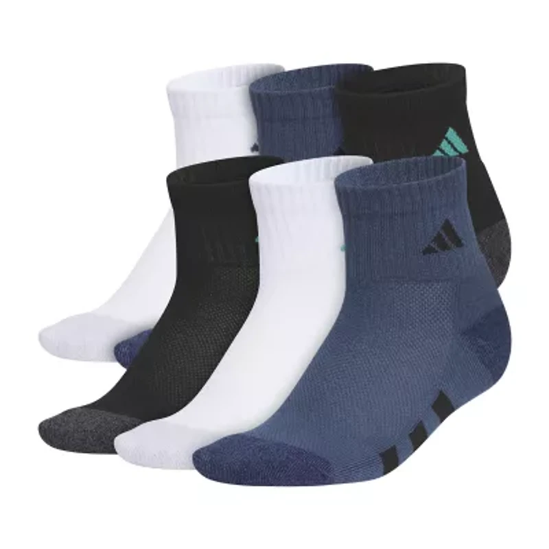 adidas Big Kid Boys 6 Pair Quarter Ankle Socks