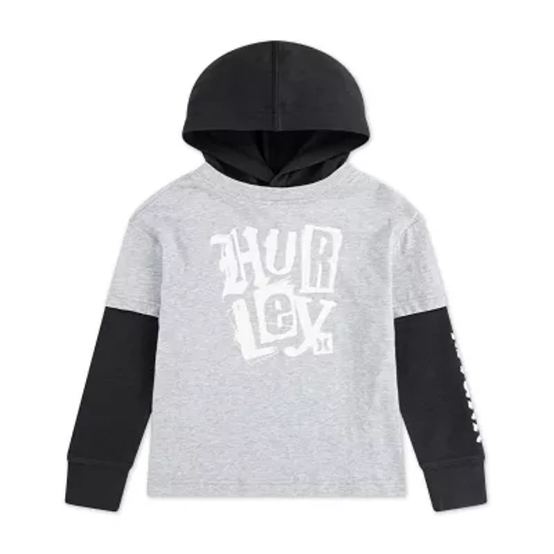 Hurley Big Kid Boys Hooded Long Sleeve Regular Fit Graphic T-Shirt