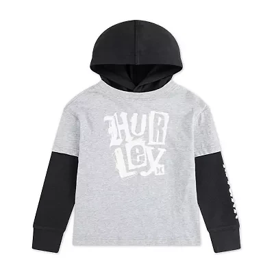Hurley Big Kid Boys Hooded Long Sleeve Regular Fit Graphic T-Shirt
