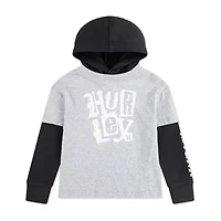 Hurley Big Kid Boys Hooded Long Sleeve Regular Fit Graphic T-Shirt