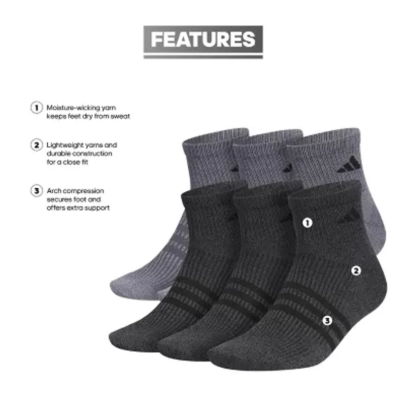 adidas Superlite Mens Multi-Pack 6 Pair Quarter Ankle Socks