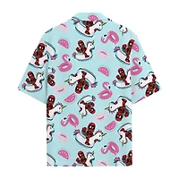 Mens Short Sleeve Regular Fit Deadpool Button-Down Shirt