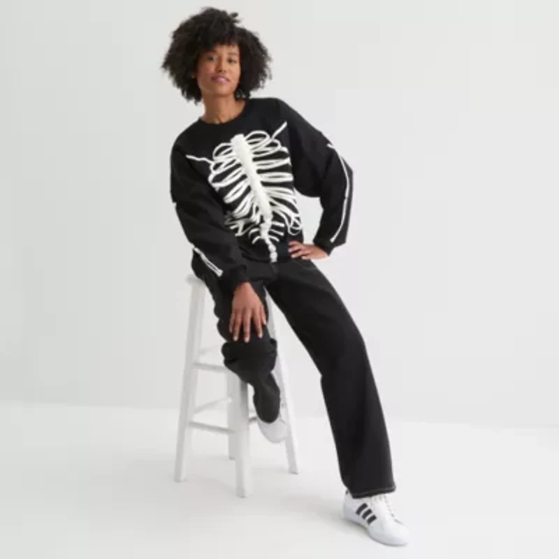 Skeleton Crew Sweatshirt Womens Neck Long Sleeve Juniors